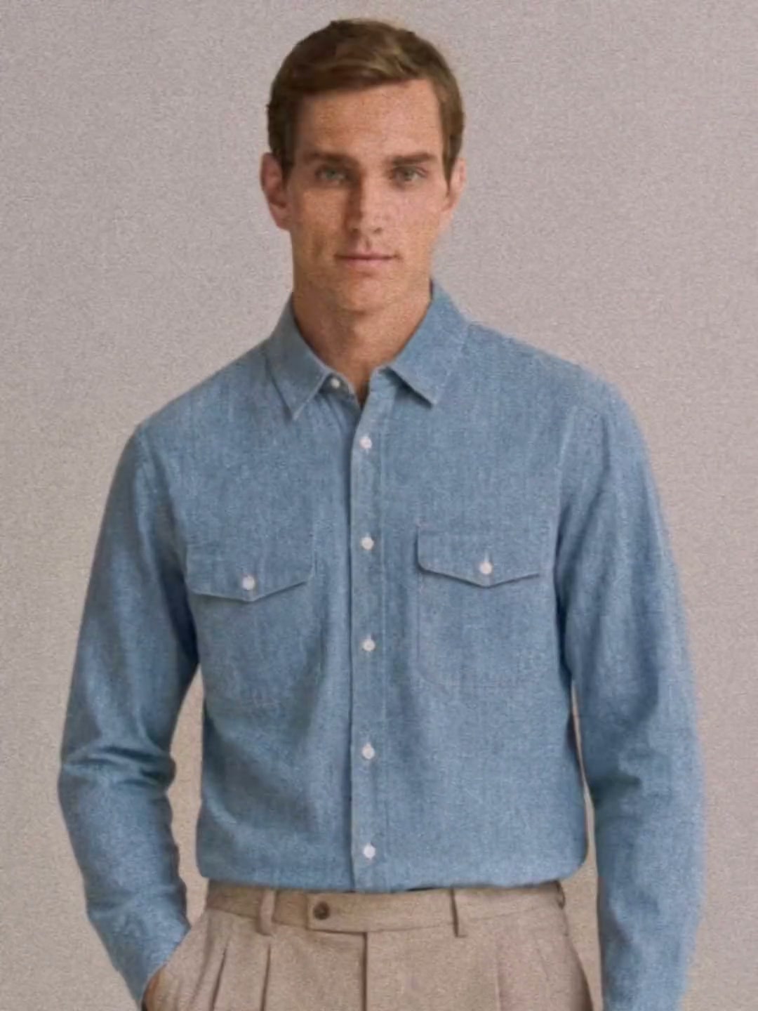 Chambray Shirt & Pleated Trousers